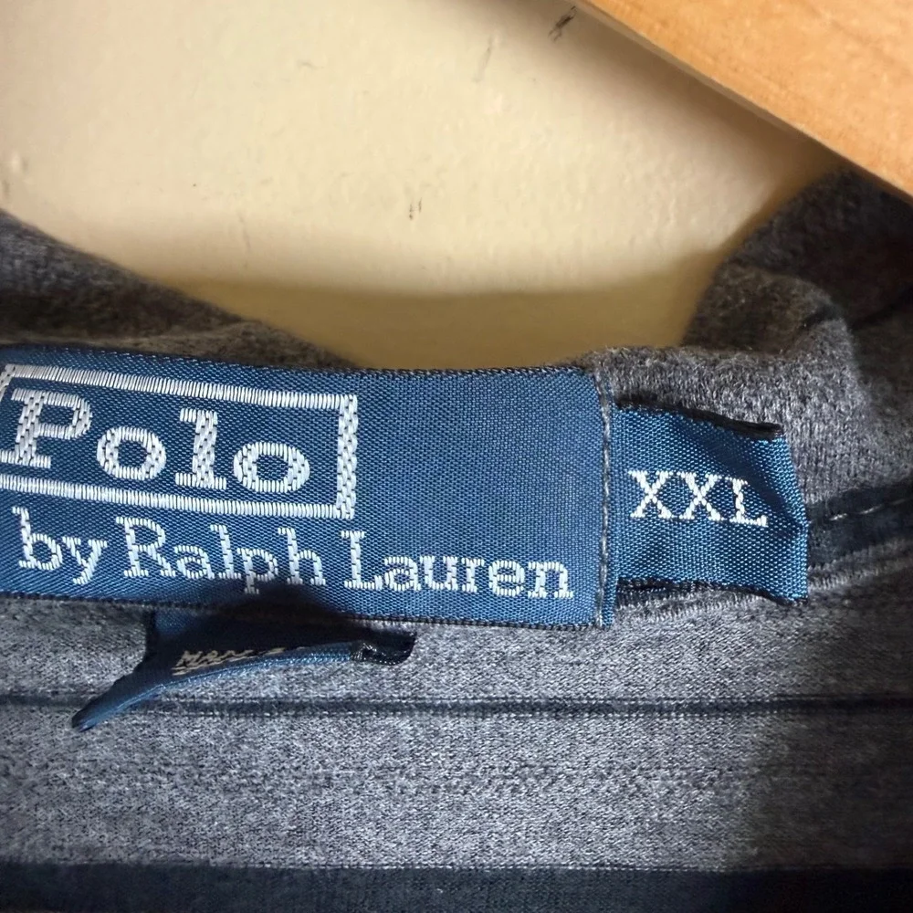 Polo Ralph Lauren Striped Polo Mens XXL Gray Black Pima Cotton Pony Preppy Golf
